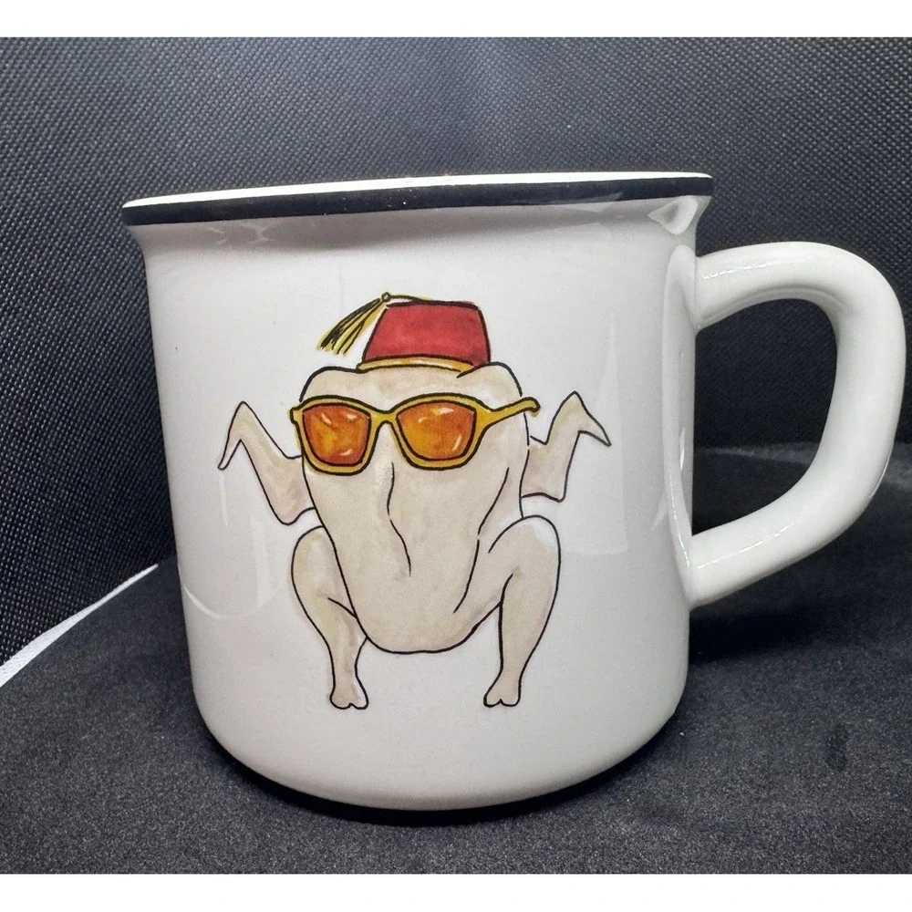 Pottery Barn FRIENDS Thanksgiving TURKEY Fez MUG - Rare Discontinued